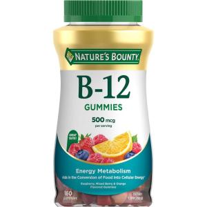 image:imageNatures Bounty Vitamin B12 Gummies Dietary Supplement Supports Energy Metabolism and Nervous System Health Mixed Berry Flavor 500mcg 160 Count160 Count Pack of 1