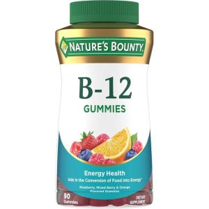 image:imageNatures Bounty Vitamin B12 Gummies Dietary Supplement Supports Energy Metabolism and Nervous System Health Mixed Berry Flavor 500mcg 90 Gummies